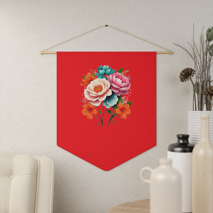 E Floral Red Pennant