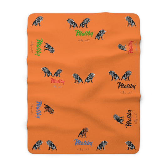 Matiby Lion Orange Sherpa Fleece Blanket