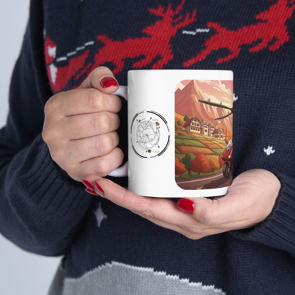 Flying Motorcycles White Ceramic Mug – Friends, Family & Imaginative Adventures, Celebrating Companionship, Creativity & Life’s Little Wonders Cup (11oz/15oz)