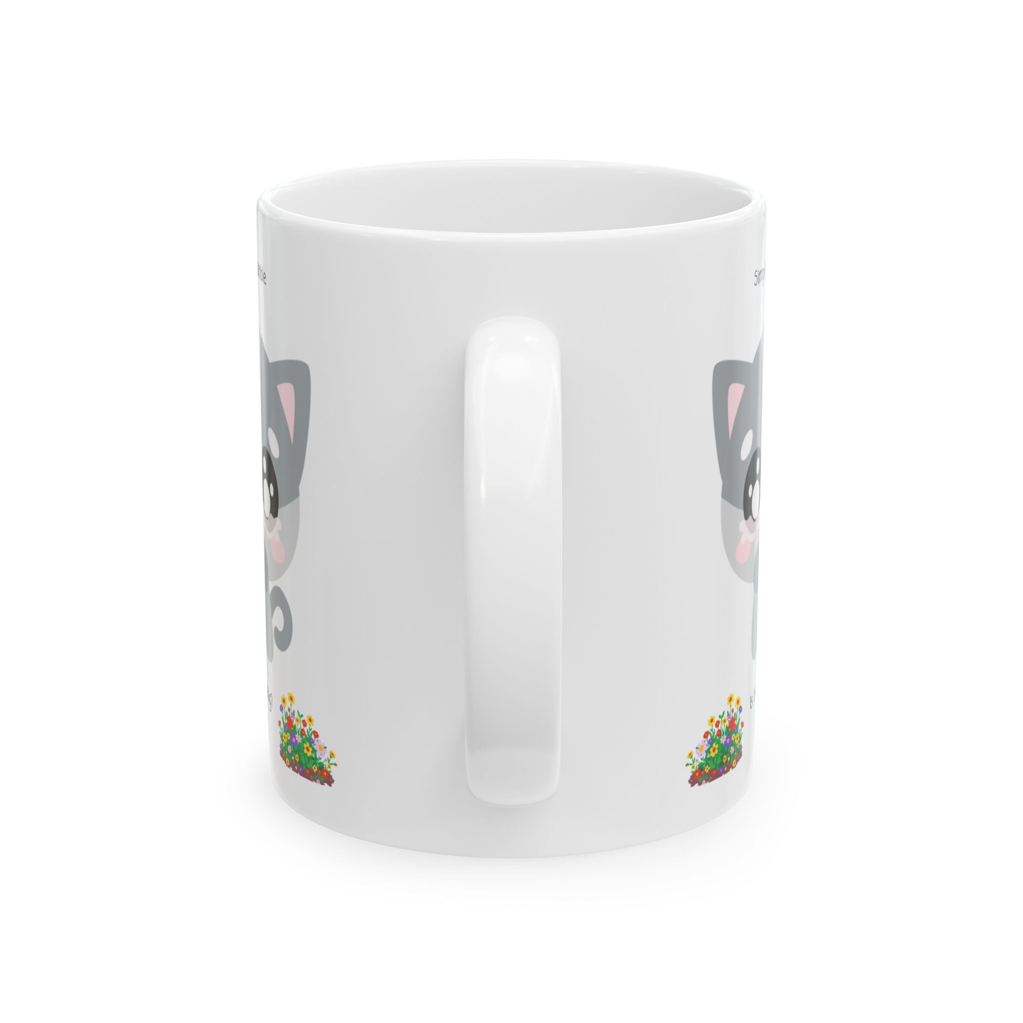 Cozy Simply Irresistible Cat White Ceramic Mug — Floral Kitten Lover Tea Cup (11oz, 15oz)