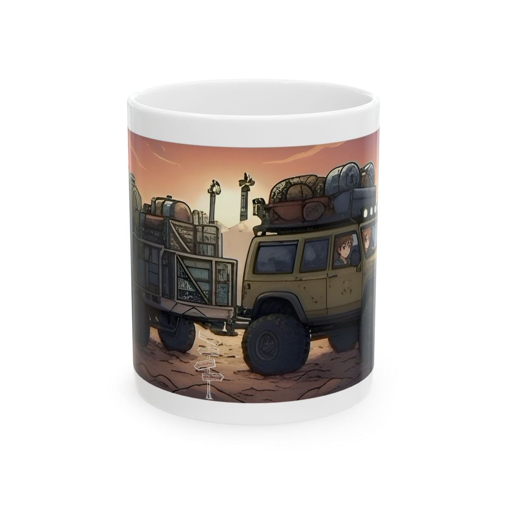 Adventure 4x4 Trucks #44, Globe Trekkers White Ceramic Mug — Find Your Path To The Essentials Cup (11oz & 15oz)