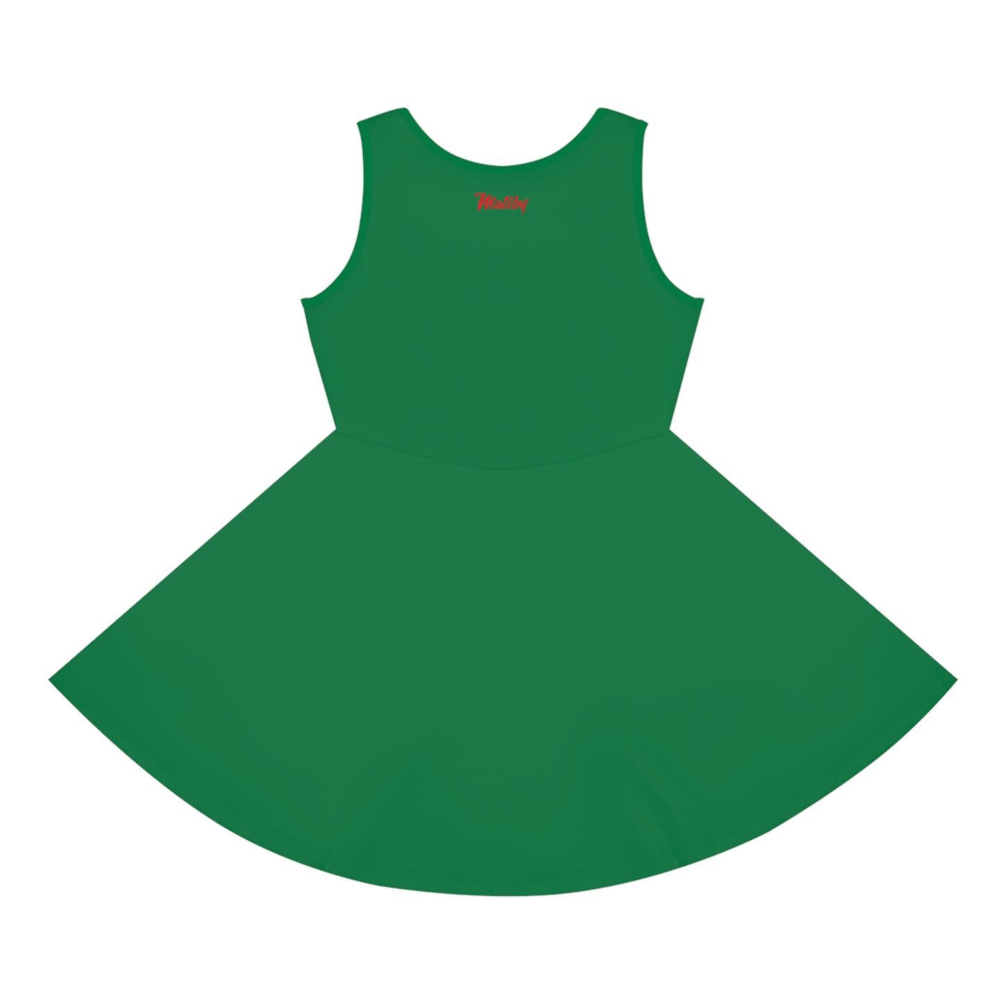 Girls' Dark Green Sleeveless Sundress (AOP)