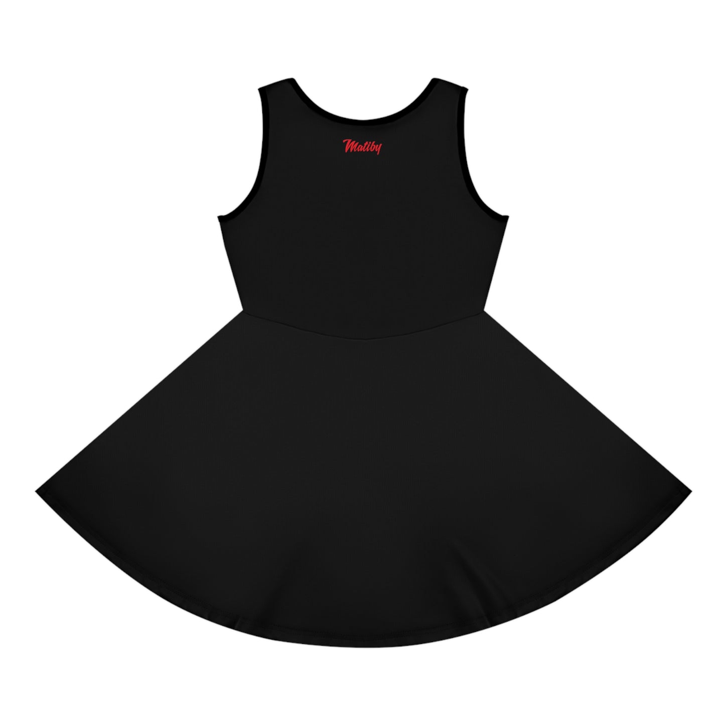 Girls' Black Sleeveless Sundress (AOP)