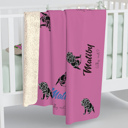 Matiby Lion Pink Sherpa Fleece Blanket