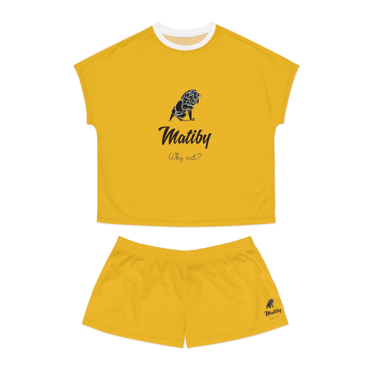 Matiby Lion Women's Yellow Short Pajama Set (AOP)