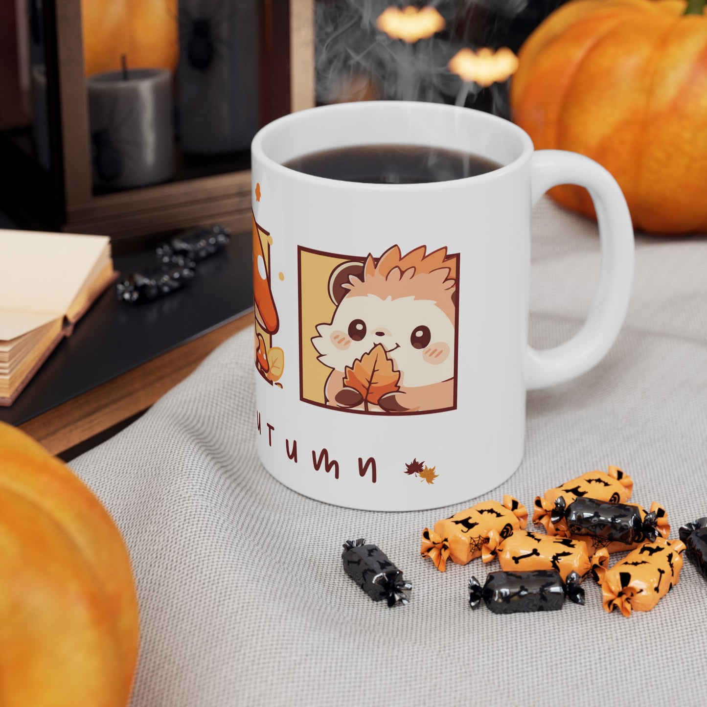 Journeys Hello Autumn Seasons of Change Ceramic Mugs, Gifts for Pet Lovers, Mugs for Animal Lovers, Cute Seasonal Mugs, Mug for All Occasions, Thanksgiving Mug