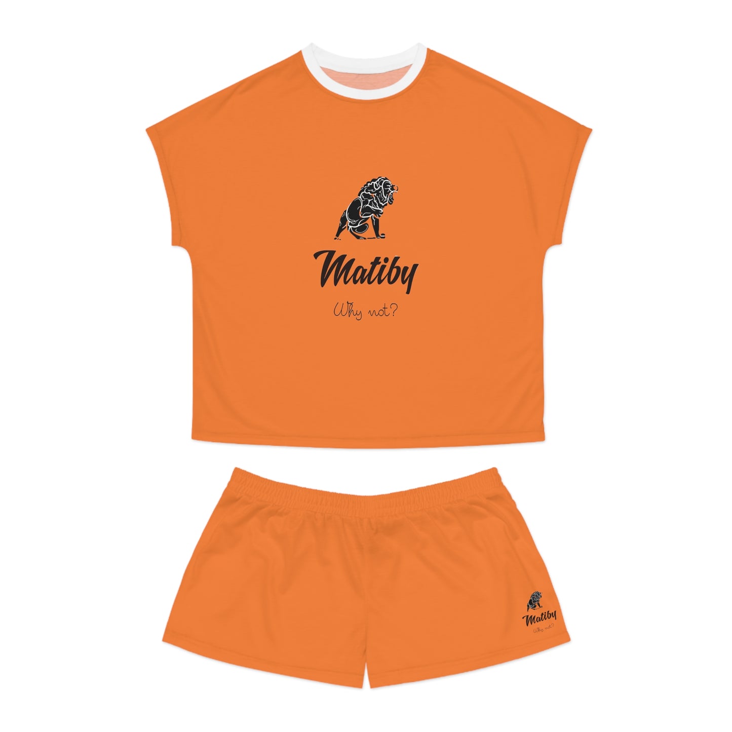 Matiby Lion Women's Orange Short Pajama Set (AOP)