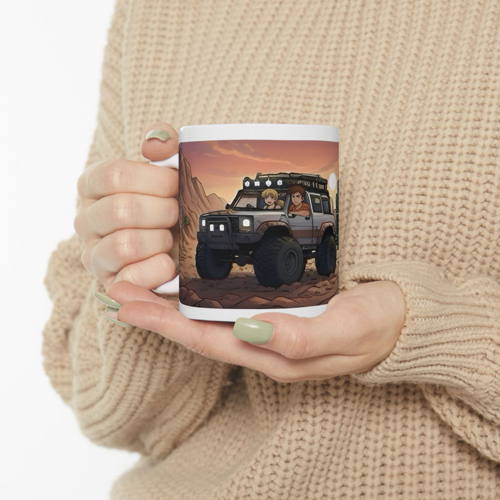 Adventure 4x4 Trucks #32, Young Couples On The Move White Ceramic Mug — Find Your Path To The Essentials Cup (11oz & 15oz)