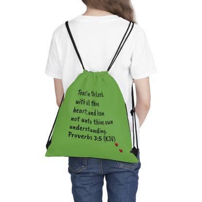 Bible Speaks Outdoor Drawstring Bag Green