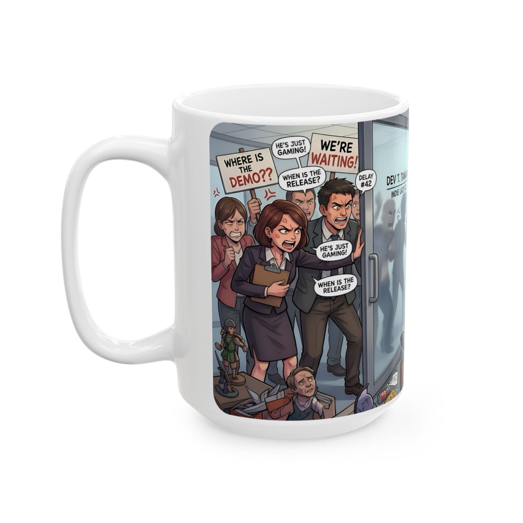 Game Dev Life White Ceramic Mug - Cozy Indie Gamer Retro ArcadeTea Cup (11oz, 15oz)