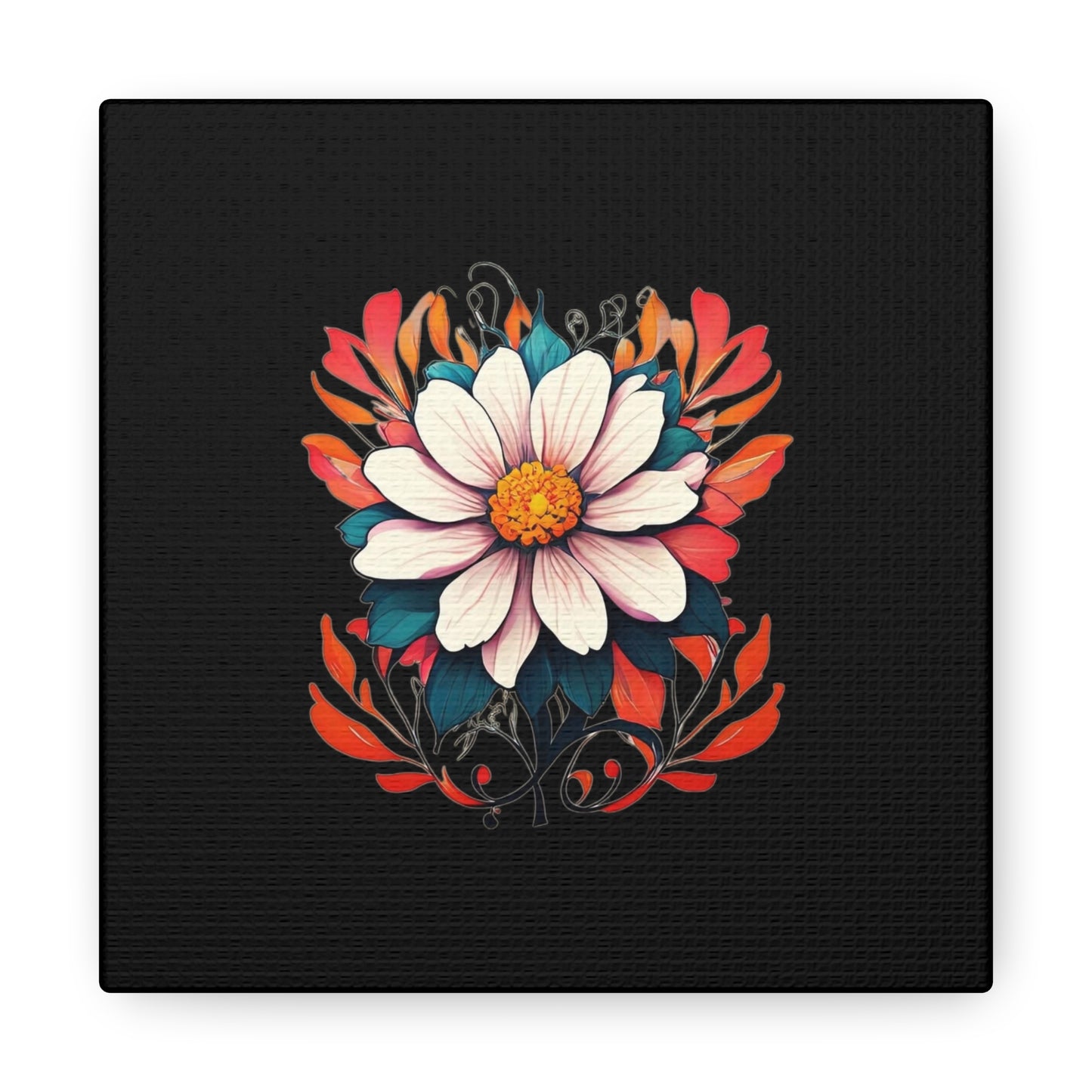 Floral Black Canvas Gallery Wraps