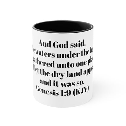 Bible Speaks Gen 1:9 Accent Mug, 11oz