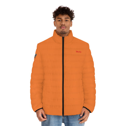 Men's Orange Puffer Jacket (AOP)