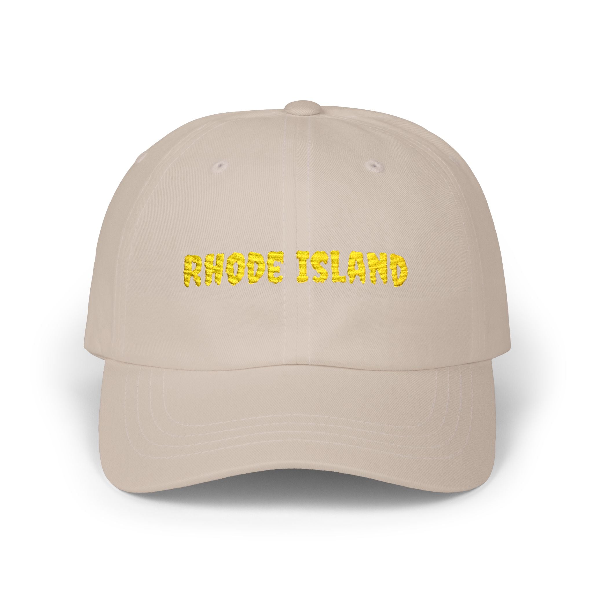 Rhode Island United States of America Gold Embroidered Classic Dad Cap | RI 13th USA Baseball Hat