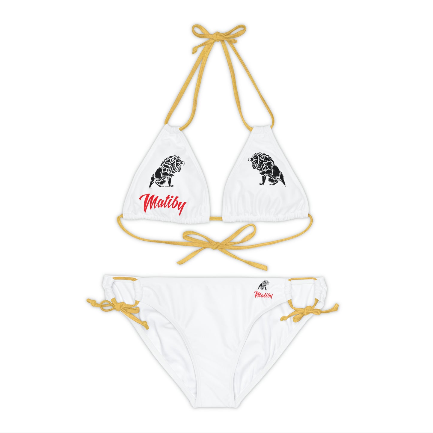 Matiby White Strappy Bikini Set (AOP)