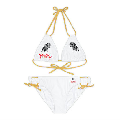 Matiby White Strappy Bikini Set (AOP)