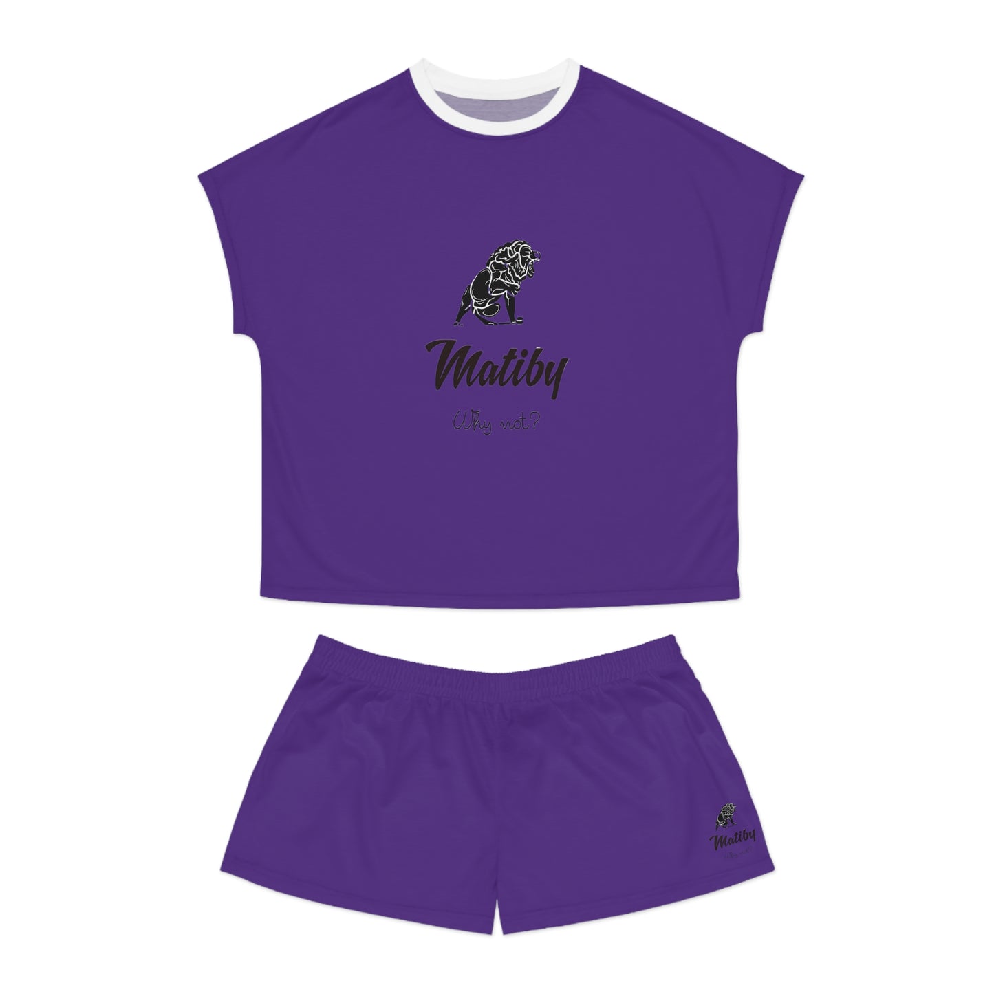 Matiby Lion Women's Purple Short Pajama Set (AOP)