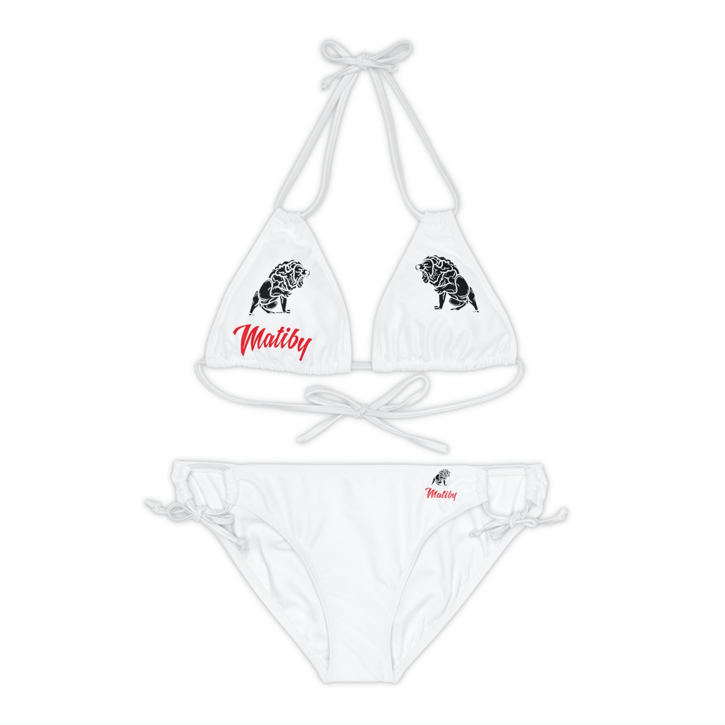 Matiby White Strappy Bikini Set (AOP)