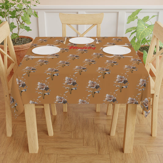 Matiby Light Brown Flower Tablecloth