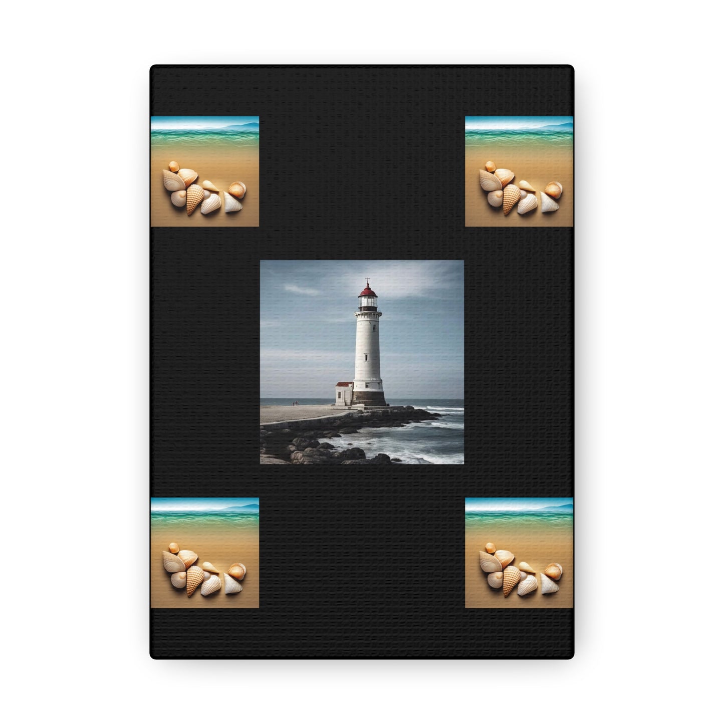 Lighthouse Black Canvas Gallery Wraps