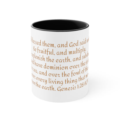 Bible Speaks Gen 1:28 Accent Mug, 11oz