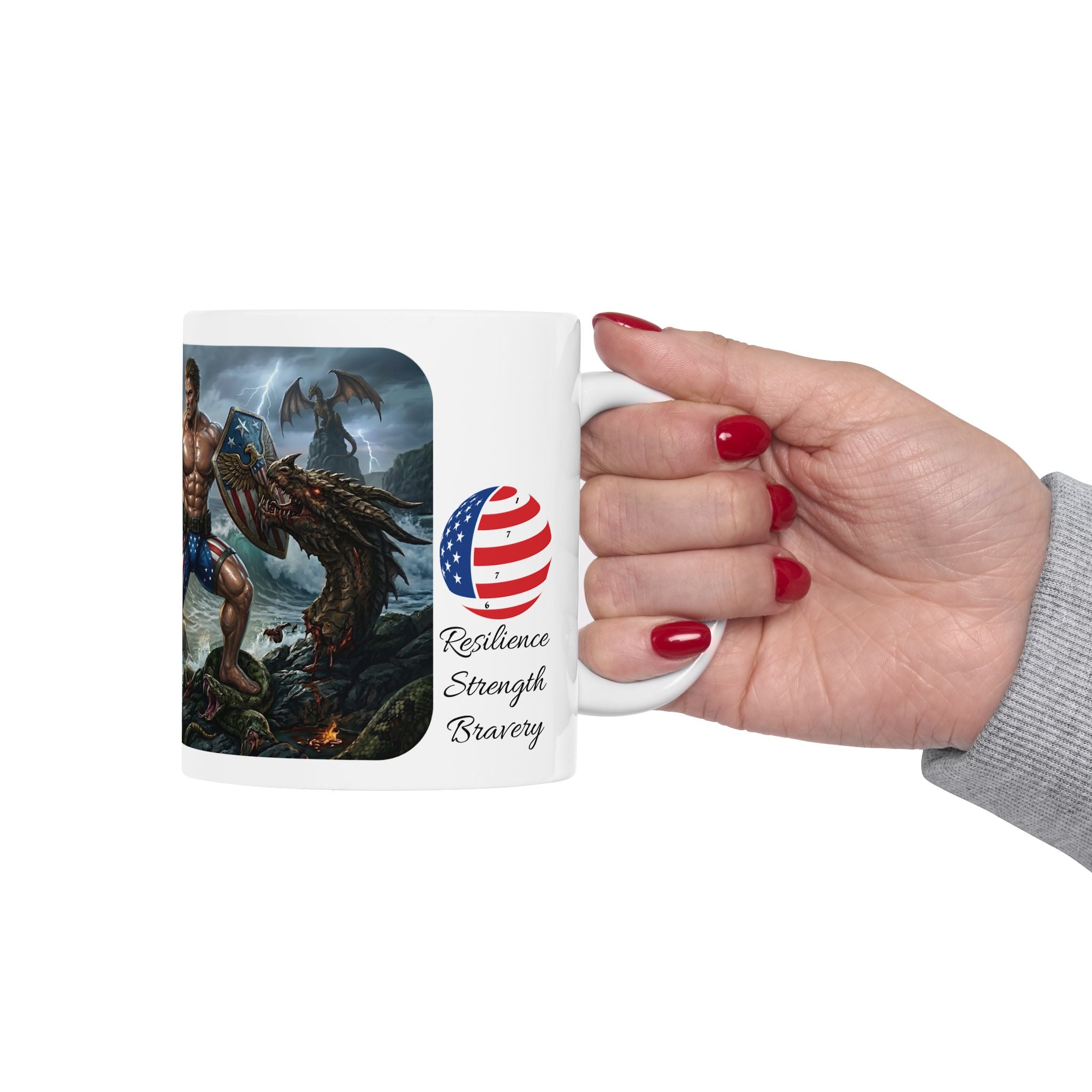The Sentinel of Sovereignty White Ceramic Mug — USA Unapologetic Patriotism Tea Cup