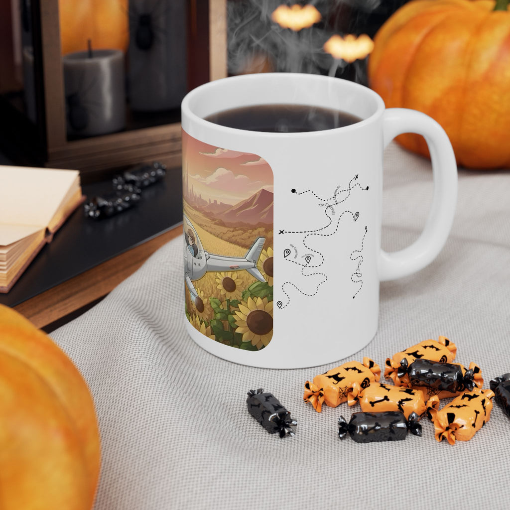 Joyful Flying Anime Cruiser White Ceramic Mug #1 – Friends, Family & Imaginative Adventures, Celebrating Companionship, Creativity & Life’s Little Wonders Cup (11oz/15oz)