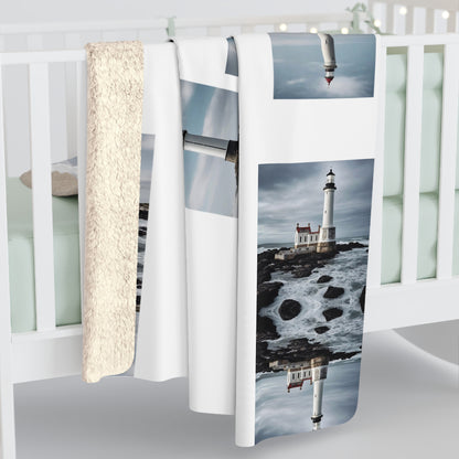 Matiby Lighthouse White Sherpa Fleece Blanket