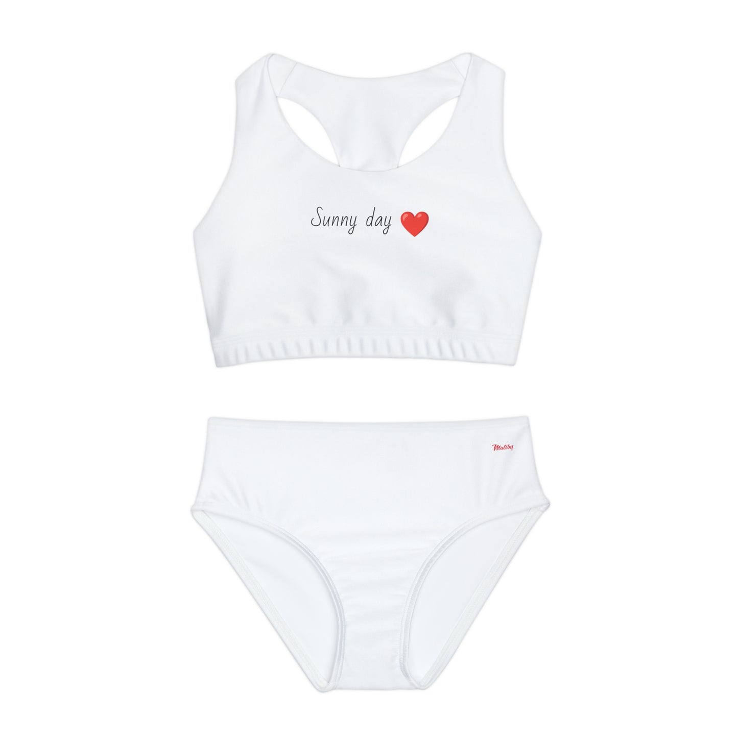 Girl's "Sunny Day" White Two Piece Swimsuit (AOP)