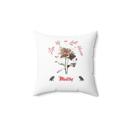 White Matiby Flower Spun Polyester Square Pillow