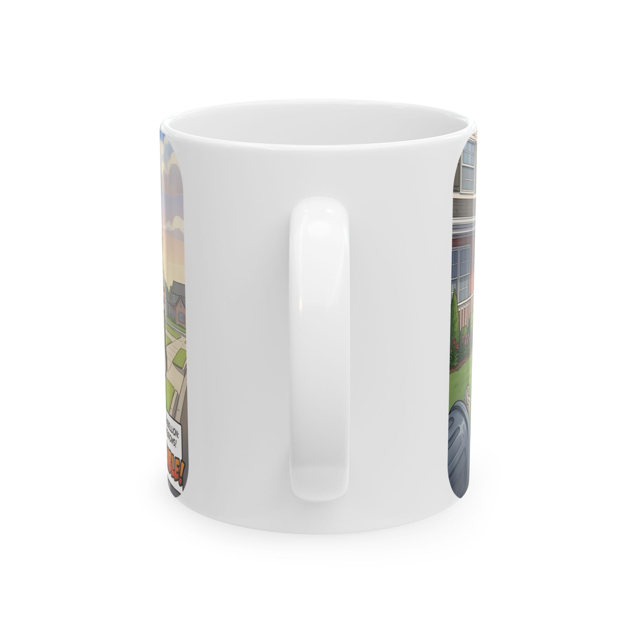 Rooster Rebellion White Ceramic Mug – Funny Morning HOA Trouble Cup (11oz/15oz)