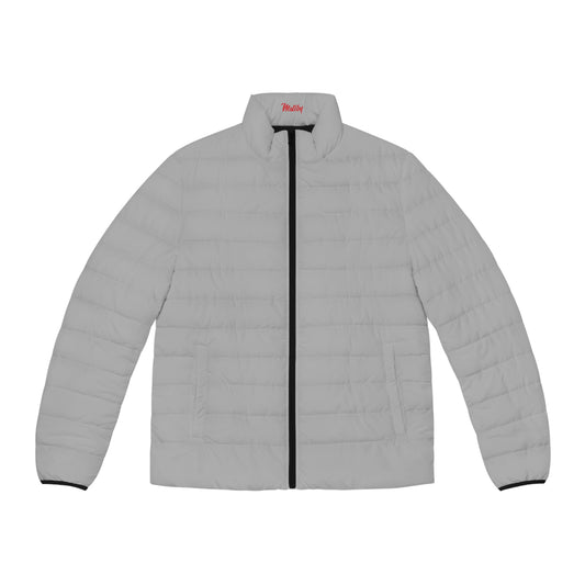 Men's Light Grey Puffer Jacket (AOP)