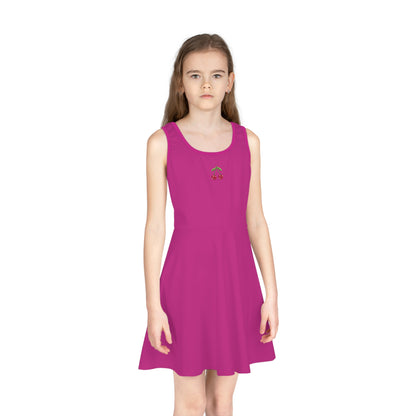 Girls' Pink Sleeveless Sundress (AOP)