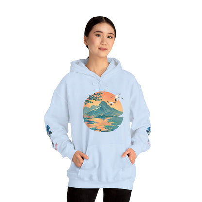 Japanese Blue Roses Landscape Unisex Heavy Blend™ Hooded Sweatshirt