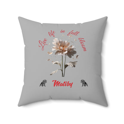 Light Grey Flower Spun Polyester Square Pillow