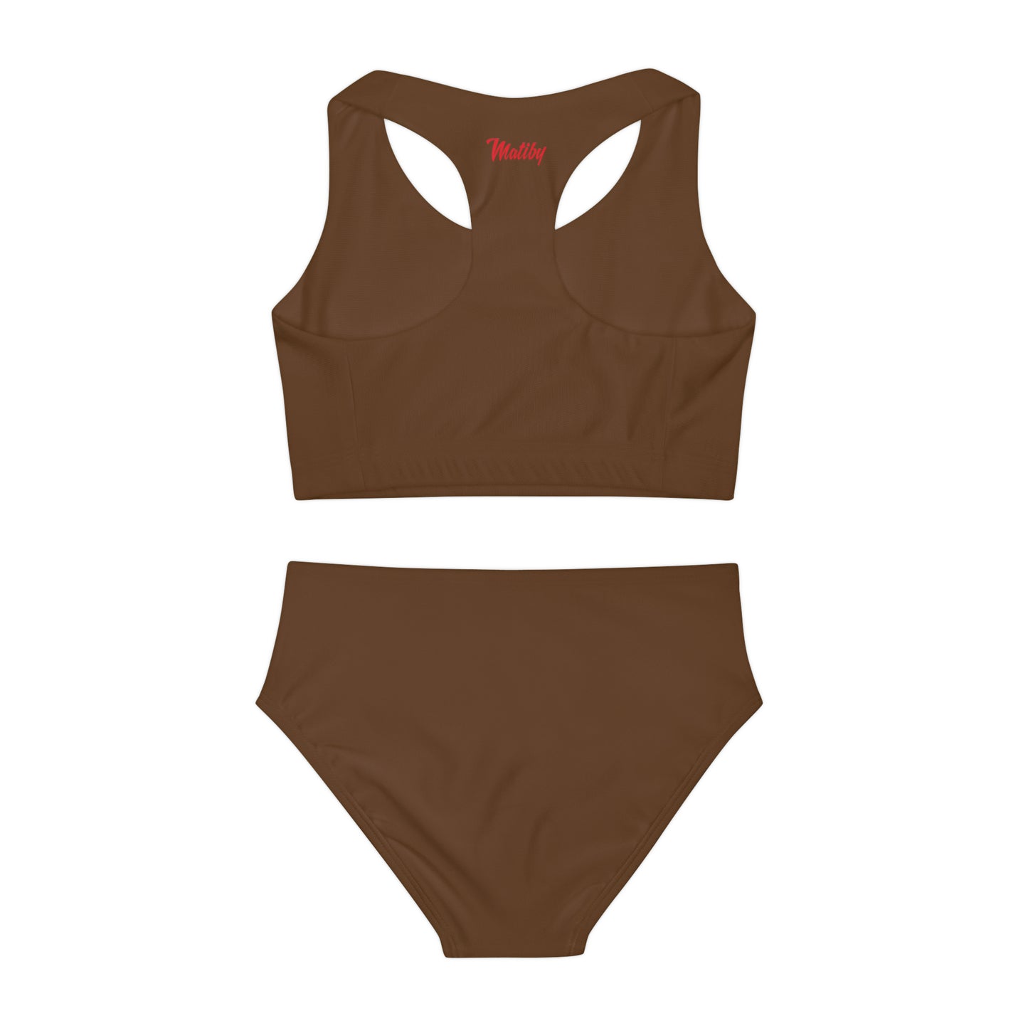 Girl's "Sunny Day" Brown Two Piece Swimsuit (AOP)