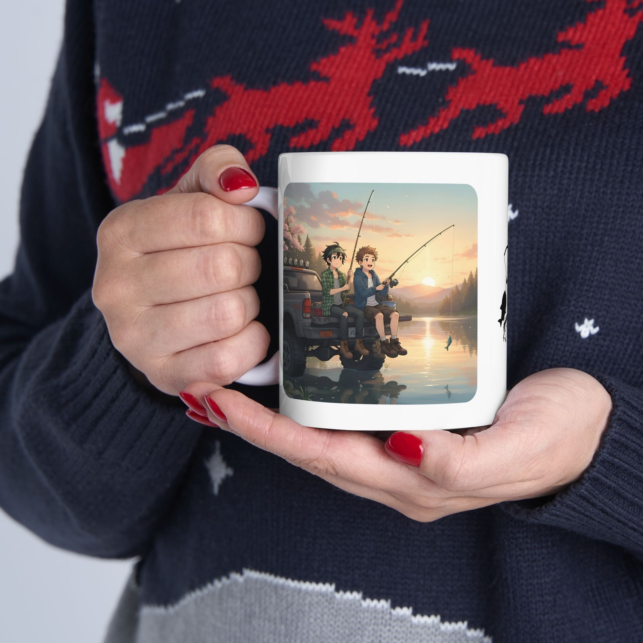 Best Friends Sunset Camping White Ceramic Mug — Brothers Lake & Rod Outdoor Adventure Cup (11oz, 15oz)