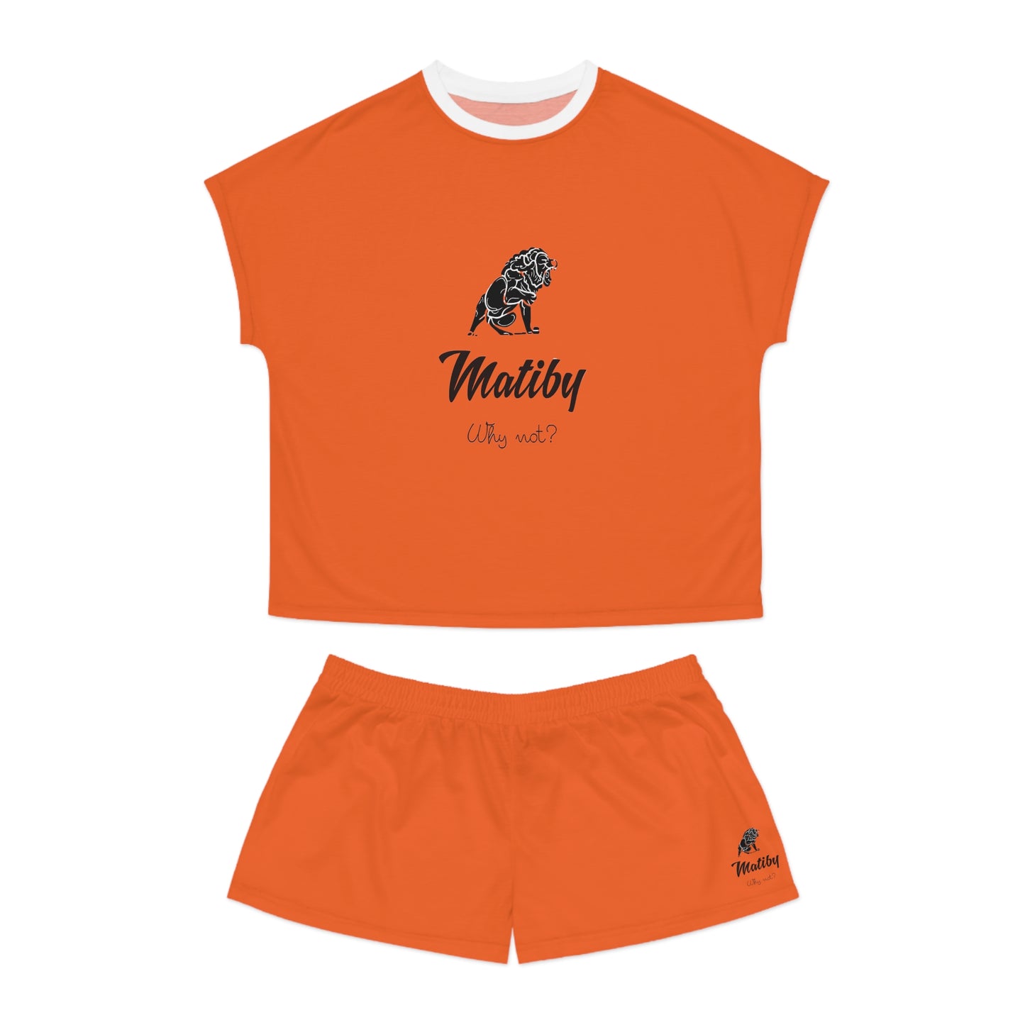 Matiby Lion Women's Orange Short Pajama Set (AOP)