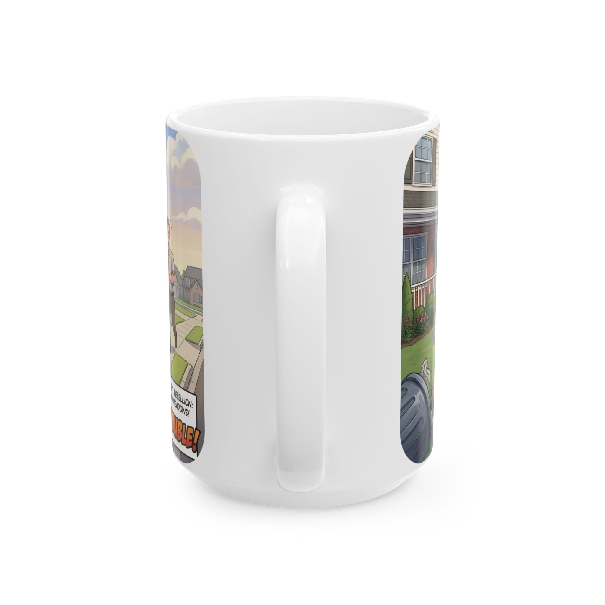 Rooster Rebellion White Ceramic Mug – Funny Morning HOA Trouble Cup (11oz/15oz)