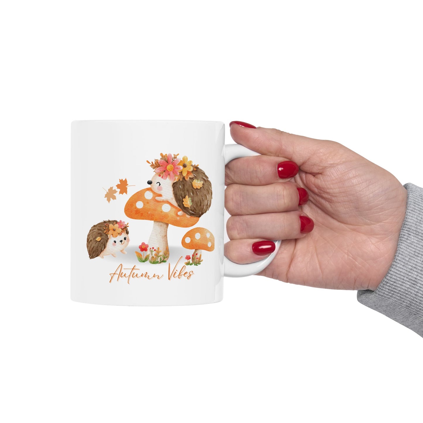 Journeys Cute Hedgehog Autumn Vibes Gift Ceramic Mugs, Gifts for Pet Lovers, Mugs for Hedgehog Lovers, Cute Seasonal Mugs, Mug for All Occasions, Thanksgiving Mug