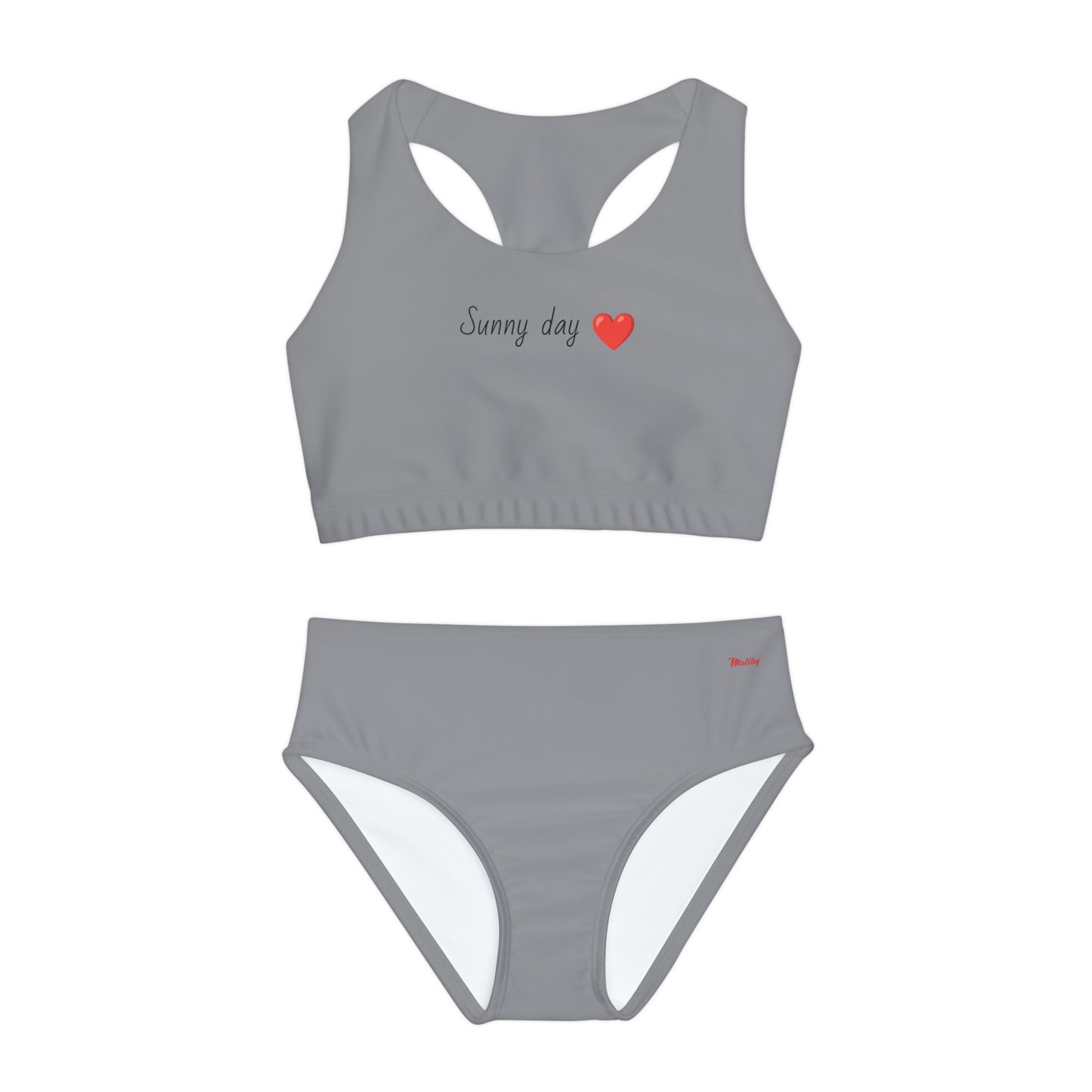 Girl's "Sunny Day" Grey Two Piece Swimsuit (AOP)