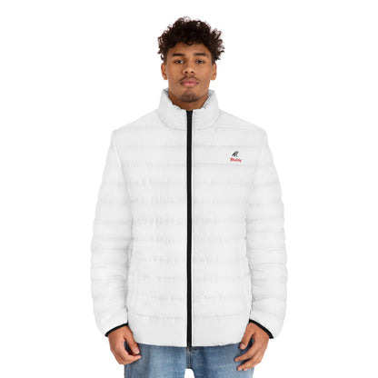 Men's White Puffer Jacket (AOP)