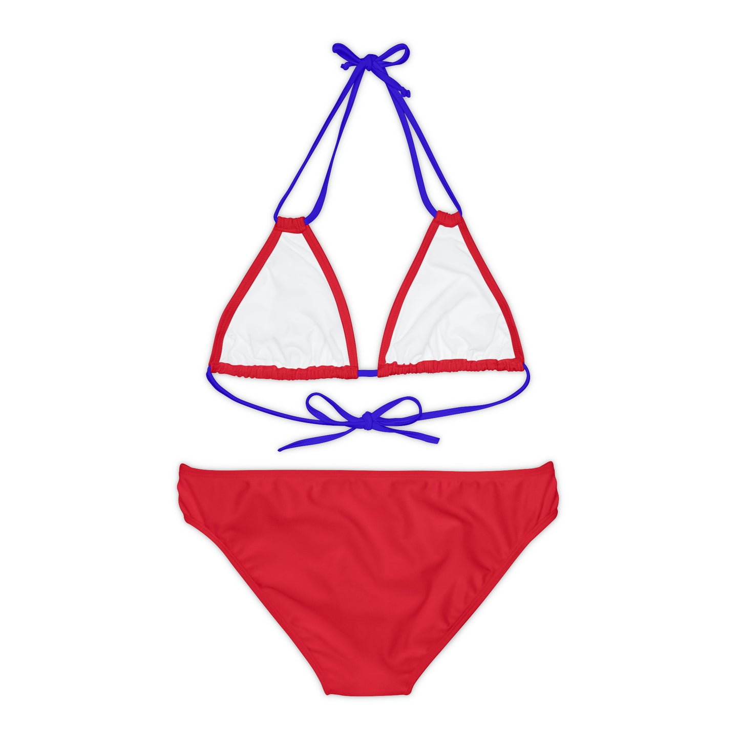 Dark Red Strappy Bikini Set (AOP)