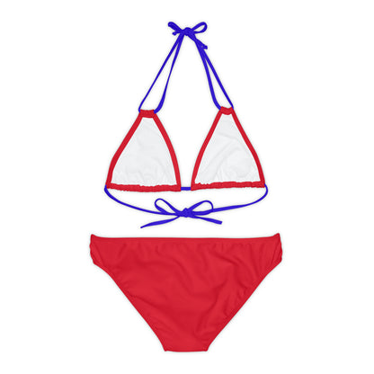 Dark Red Strappy Bikini Set (AOP)