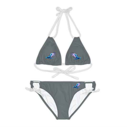 Dark Grey Strappy Bikini Set (AOP)