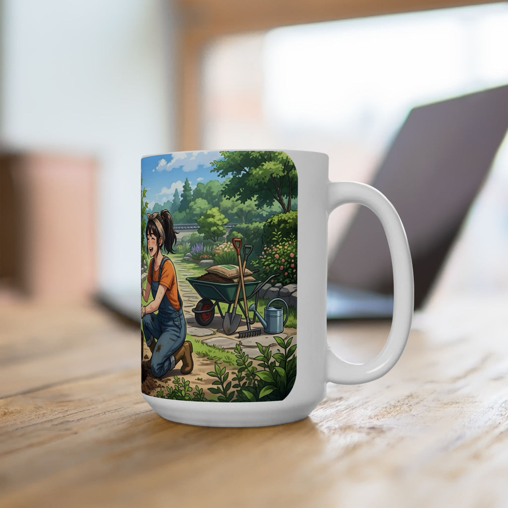 Gardening Couple White Ceramic Mug – Joy Planting Together Countryside Cup 11oz/15oz