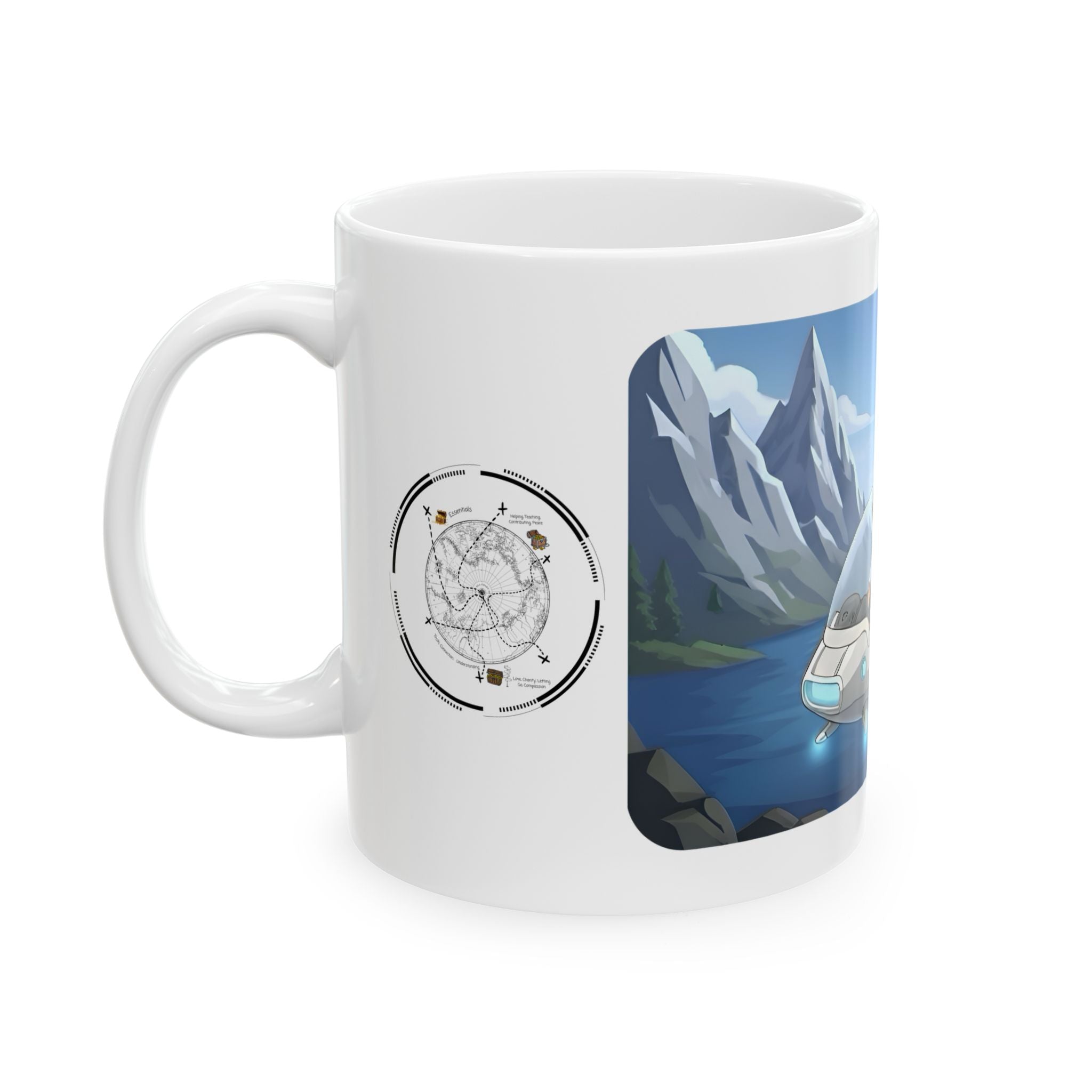 Mountain Lake Vista White Ceramic Mug – Life’s Little Wonders Cup (11oz/15oz)