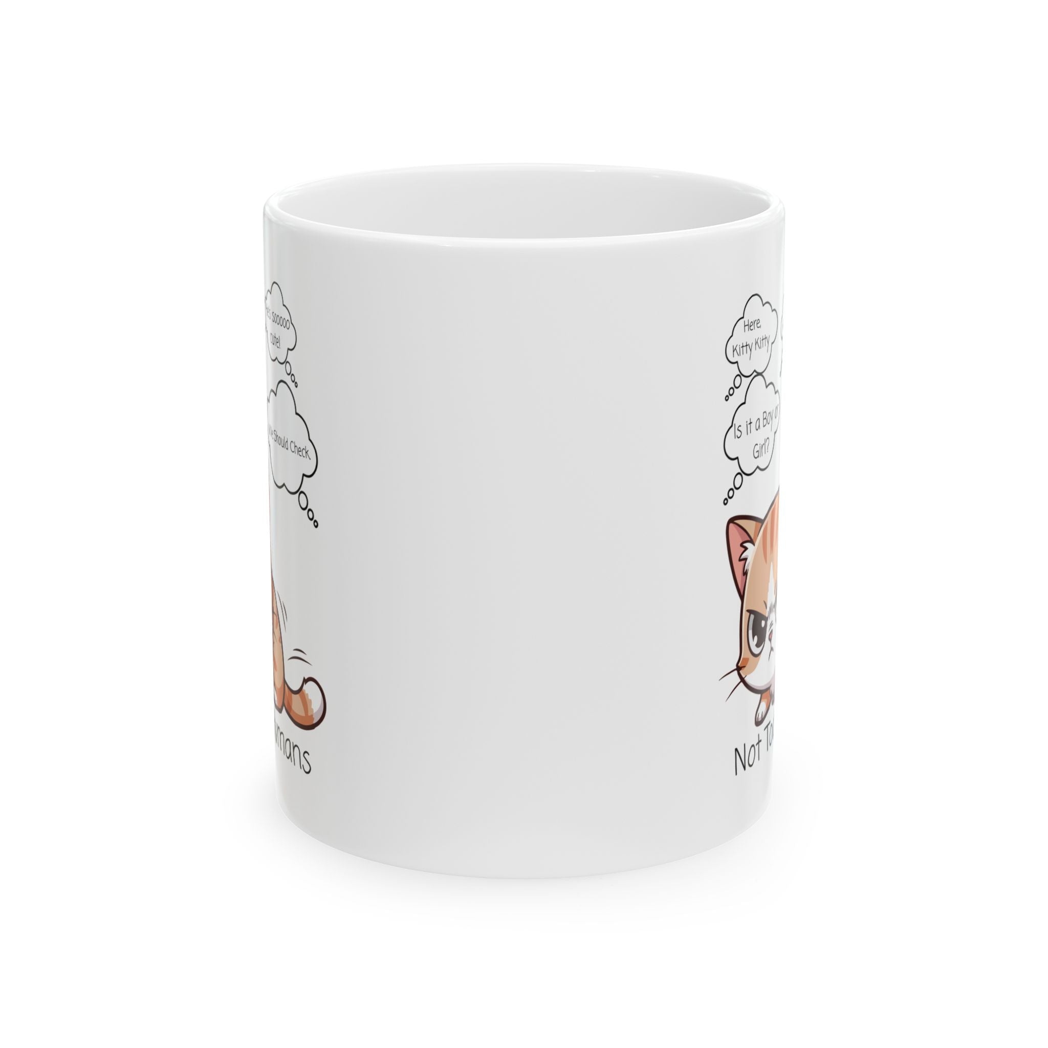 "Not Today, Humans" Grumpy Kitty White Ceramic Mug,  “Not Your Purr-son” Sassy Tea Cup (11oz & 15oz)