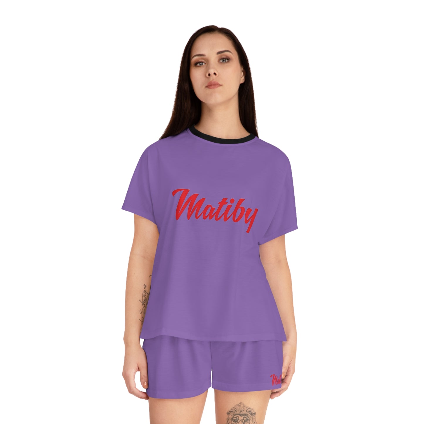 Matiby Women's Light Purple Short Pajama Set (AOP)