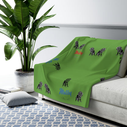 Matiby Lion Green Sherpa Fleece Blanket